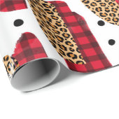 Buffalo Plaid & Leopard Print Kerstverpakking Cadeaupapier (Rol Hoek)