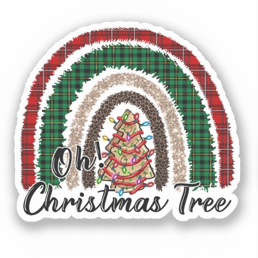 Buffalo Plaid & Leopard Print Regenboog (2) Sticker (Voorkant)