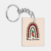 Buffalo Plaid & Leopard Print Regenboog Sleutelhanger (Voorkant Links)