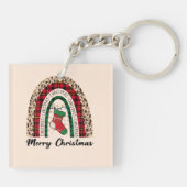 Buffalo Plaid & Leopard Print Regenboog Sleutelhanger (Achterkant)