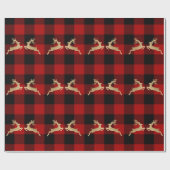 Buffalo Plaid Lomberjack Gold Reinadeer Red Man Cadeaupapier (Vlak)
