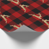 Buffalo Plaid Lomberjack Gold Reinadeer Red Man Cadeaupapier (Hoek)