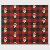 Buffalo Plaid Lomberjack Goud Santa Winter Zwart Cadeaupapier (Vlak)
