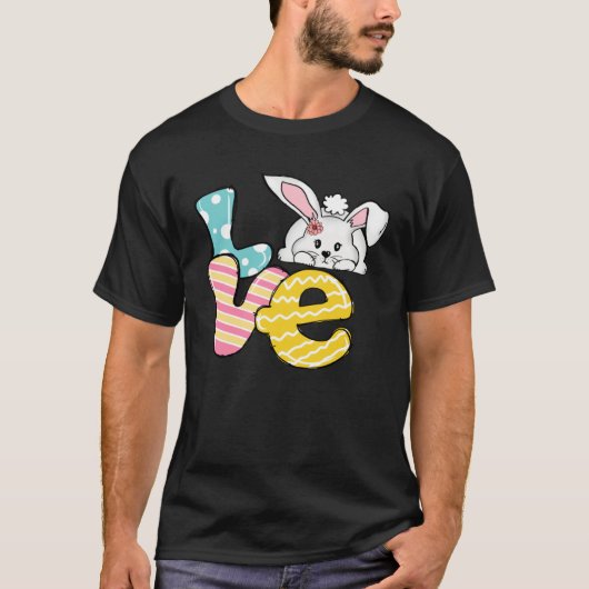 Buffalo Plaid Love Bunny Retro Groovy Easter Day T-shirt (Voorkant)