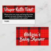 Buffalo Plaid Luier Raffle Ticket Baby shower Informatiekaartje (Voorkant / Achterkant)