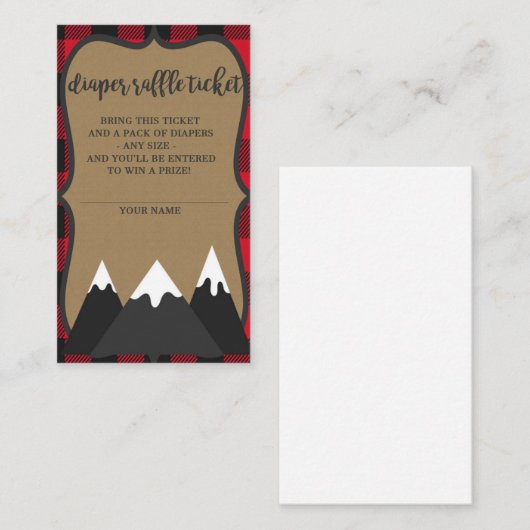 Buffalo Plaid Lumberjack Baby shower Luier Raffle Informatiekaartje (Voorkant / Achterkant)