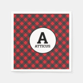 Buffalo Plaid Lumberjack Eenvoudig Monogram Naam Servet (Voorkant)