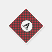 Buffalo Plaid Lumberjack Eenvoudig Monogram Naam Servet (Hoek)