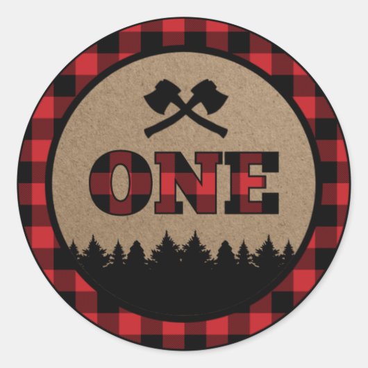 Buffalo Plaid Lumberjack Eerste Verjaardag Sticker (Voorkant)