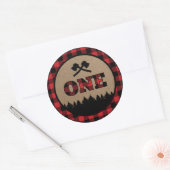 Buffalo Plaid Lumberjack Eerste Verjaardag Sticker (Envelop)