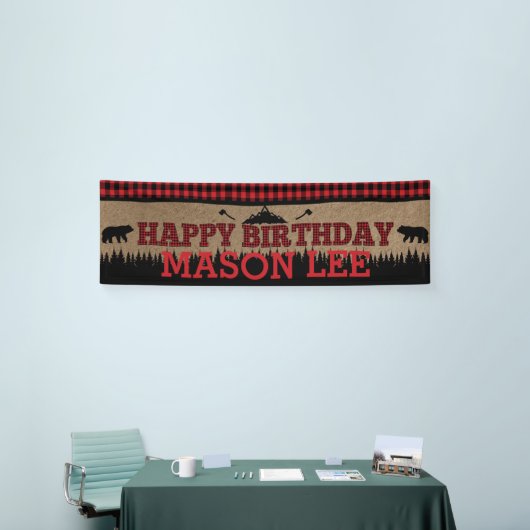 Buffalo Plaid Lumberjack Gelukkige Verjaardagsbann Spandoek (Beurs)