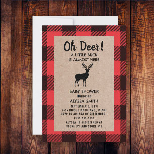 Buffalo Plaid Lumberjack Oh Deer Baby Boy Kaart