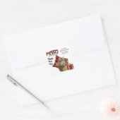 Buffalo Plaid Maine Coon Kitten Kerstmis Vierkante Sticker (Envelop)