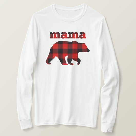 Buffalo plaid Mama Beer lang sleeve T-shirt (Design voorkant)