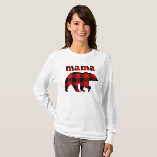 Buffalo plaid Mama Beer lang sleeve T-shirt (Voorkant volledig)