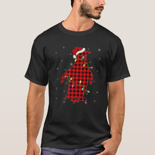 Buffalo Plaid Matching Emperor Penguin Christmas P T-shirt (Voorkant)