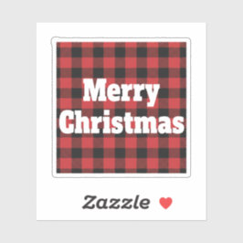 Buffalo Plaid Merry Christmas Rustic Holiday  Sticker