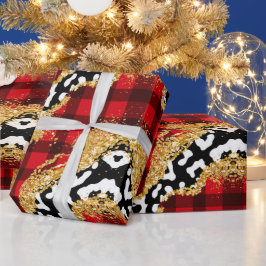 Buffalo Plaid met dierenprints Cadeaupapier