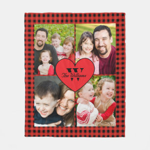 Buffalo Plaid Monogram 4-Foto Fleece Deken