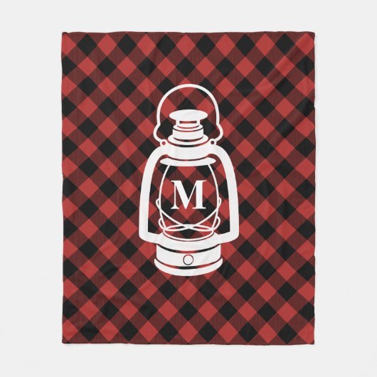 Buffalo Plaid Monogram Lantern Blanket Fleece Deken (Voorkant)