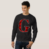 Buffalo Plaid Monogram Letter G bijpassende vakant Trui (Voorkant volledig)