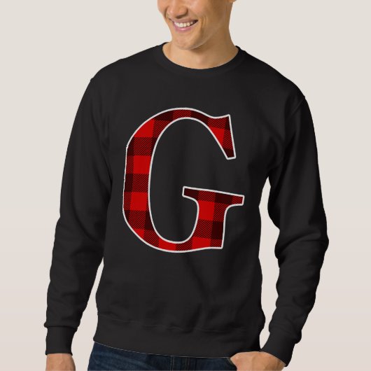 Buffalo Plaid Monogram Letter G bijpassende vakant Trui (Voorkant)