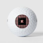 Buffalo Plaid Monogram Personaliseer Roze en Zwart Golfballen (Voorkant)