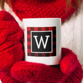 Buffalo Plaid Monogram Vakantie Koffiemok