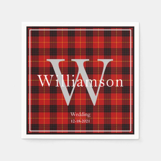 Buffalo Plaid Monogrammed Kerstmis Servet (Voorkant)