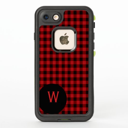 Buffalo Plaid Monogrammed LifeProof iPhone 7 Hoesj (Achterkant)