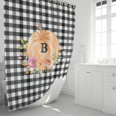 Buffalo Plaid Monogrammed Pumpkin Douchegordijn