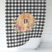 Buffalo Plaid Monogrammed Pumpkin Douchegordijn