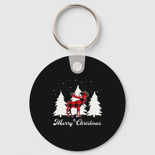 Buffalo Plaid Moose Family Christmas Pajama Outfit Sleutelhanger (Voorkant)