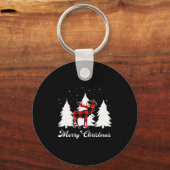 Buffalo Plaid Moose Family Christmas Pajama Outfit Sleutelhanger (Voorkant)
