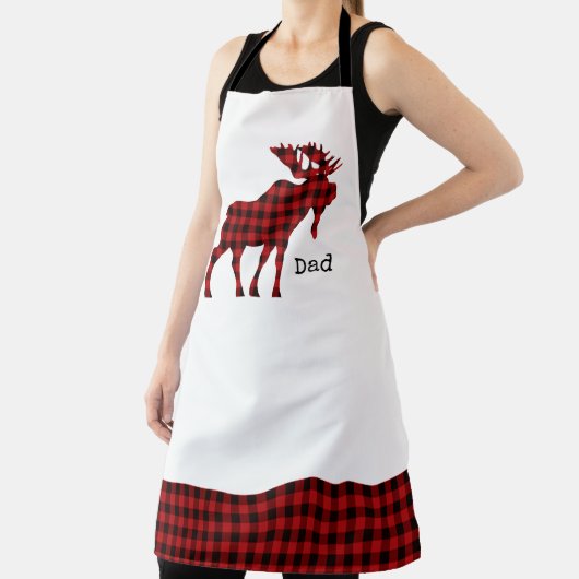 Buffalo Plaid Moose gepersonaliseerd Schort (Insitu)