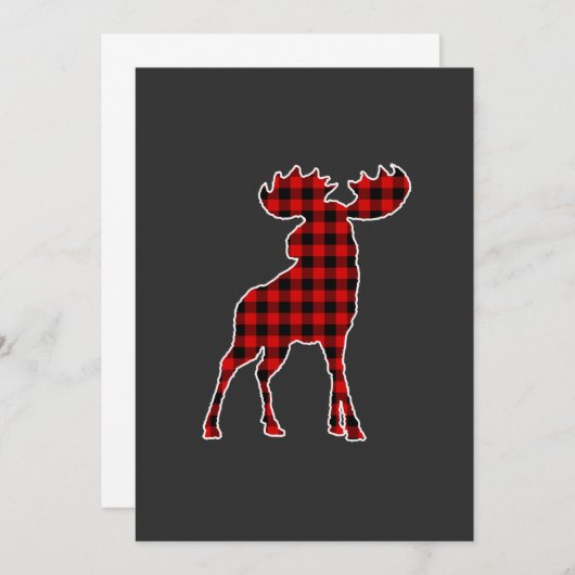 Buffalo Plaid Moose kerstcadeau Kaart (Voorkant / Achterkant)