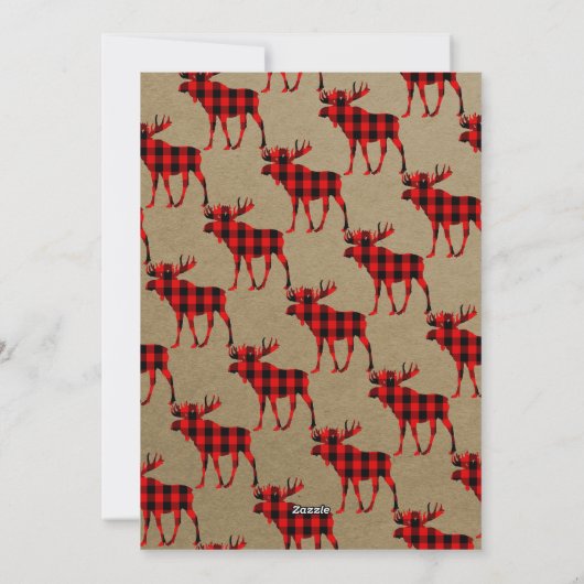 Buffalo Plaid & Moose Rustieke Kerstkaart (Achterkant)