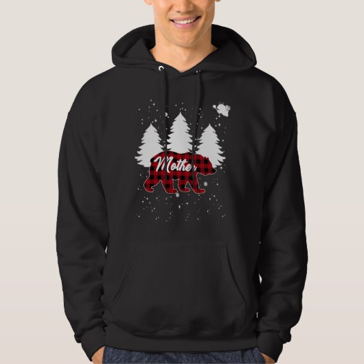 Buffalo Plaid Mother Bear Christmas Tree Pajama Fa Hoodie (Voorkant)