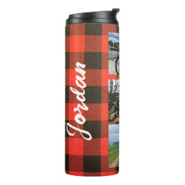 Buffalo Plaid Naam en Foto Thermische Tumbler Thermosbeker