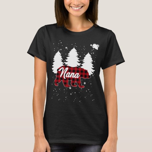 Buffalo Plaid Nana Beer Kerstboom Pajama Fami T-shirt (Voorkant)