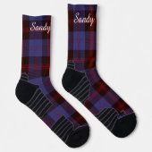 Buffalo plaid navy blue red monogram name sokken (Rechts)
