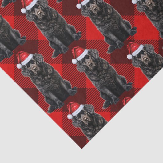 Buffalo Plaid Newfoundland Hond Kerstvakantie Tissuepapier (Detail)