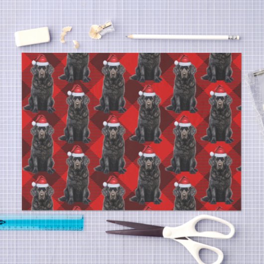 Buffalo Plaid Newfoundland Hond Kerstvakantie Tissuepapier (Craft)