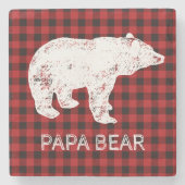 Buffalo Plaid Onderzetter - Papa Beer (Voorkant)
