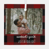 Buffalo plaid one glas ornament (Achterkant)