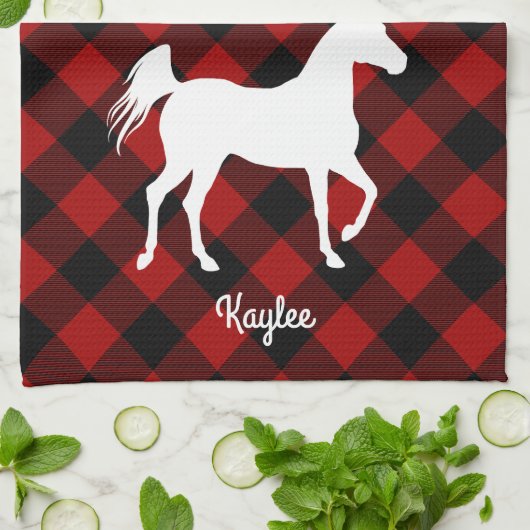 Buffalo Plaid Paardenliefhebber Theedoek (Gevouwen)
