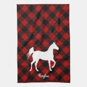 Buffalo Plaid Paardenliefhebber Theedoek (Verticaal)