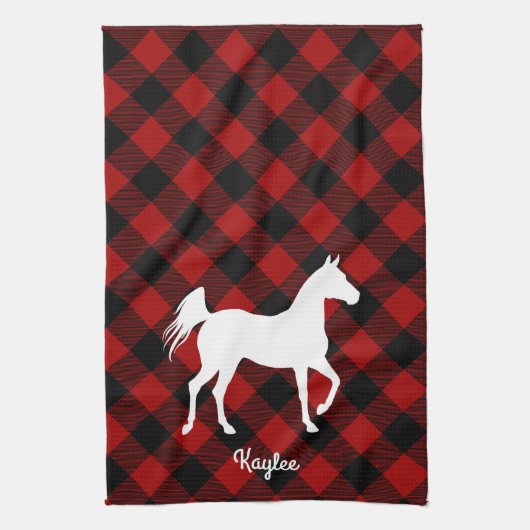 Buffalo Plaid Paardenliefhebber Theedoek (Verticaal)