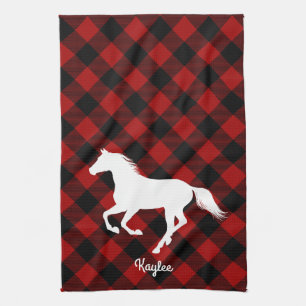 Buffalo Plaid Paardenliefhebber Theedoek