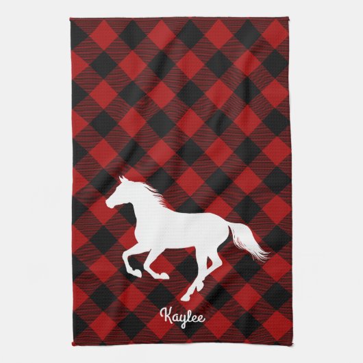 Buffalo Plaid Paardenliefhebber Theedoek (Verticaal)